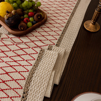 Nouvelle Tendance Chemin de Table Floral Tissé en Coton et Lin Luxe Léger Anti-plis Résistant à l'Usure Écologique pour Mariage et Maison