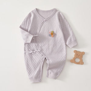 Mameluco para Bebé de Algodón Puro, Talla 52, Unisex, para Recién Nacido, Primavera/Otoño, con Apliques de Flores - Product Image 1
