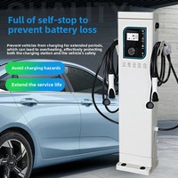Nouvelle borne de recharge pour véhicules électriques 7kW/14kW, norme nationale, intelligente, simple/double prise, 32A, blanc ivoire, chargeur AC à poser au sol