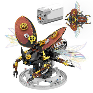 Kit de construction électrique DIY 3D : Puzzle Rhinocéros, <span class=keywords><strong>Coléoptère</strong></span>, Collection d'insectes, Moteurs V8, Modèle Mecha, Jouet éducatif STEM en miniature - Product Image 1