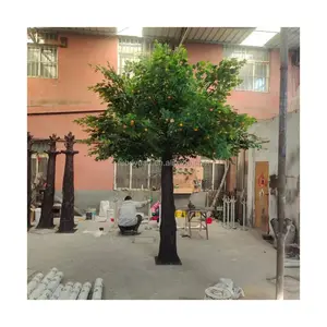 电子定制婚礼背景人造橙树假塑料植物绿色榕树