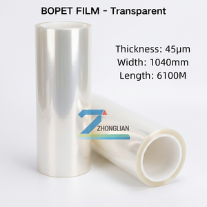 <span class=keywords><strong>Film</strong></span> PET transparent traité Corona pour étiquettes autocollantes - Imperméable et résistant aux rayures pour les étiquettes de cosmétiques et de boissons - Product Image 1
