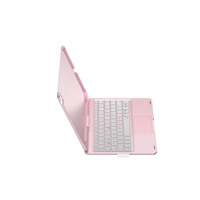 Étui pour clavier rotatif à 360 ° pour iPad Pro 11(M4,2024)pavé tactile et rétro-éclairage 7 couleurs rétro-éclairé(or rose)