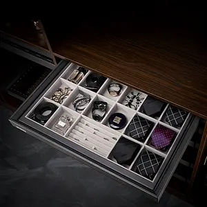 Scatola di gioielli in similpelle cravatte cesto armadio organizer armadio scatole portaoggetti guardaroba accessori velluto metallo