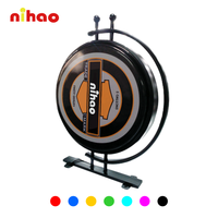 NIHAO Boîte à lumière ronde double face, boîte à lumière LED circulaire pour entreprise, type suspendu, cadre en aluminium, haute luminosité