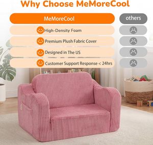 Canapé multifonctionnel 2-en-1 en velours côtelé pour enfants, chaise pour tout-petits, canapé de jeu avec housse amovible – Vente en gros directe usine OEM - Product Image 6
