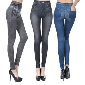Оптовая продажа зимних женских леггинсов с высокой талией и принтом на животике, эластичные флисовые джинсы с карманами