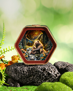 3D Wooden Puzzle Bear Family Night Light, DIY Hexagonal Paper Carving Lamp, Creative LED Desk Lamp Gift for Home Decor - Product Image 6