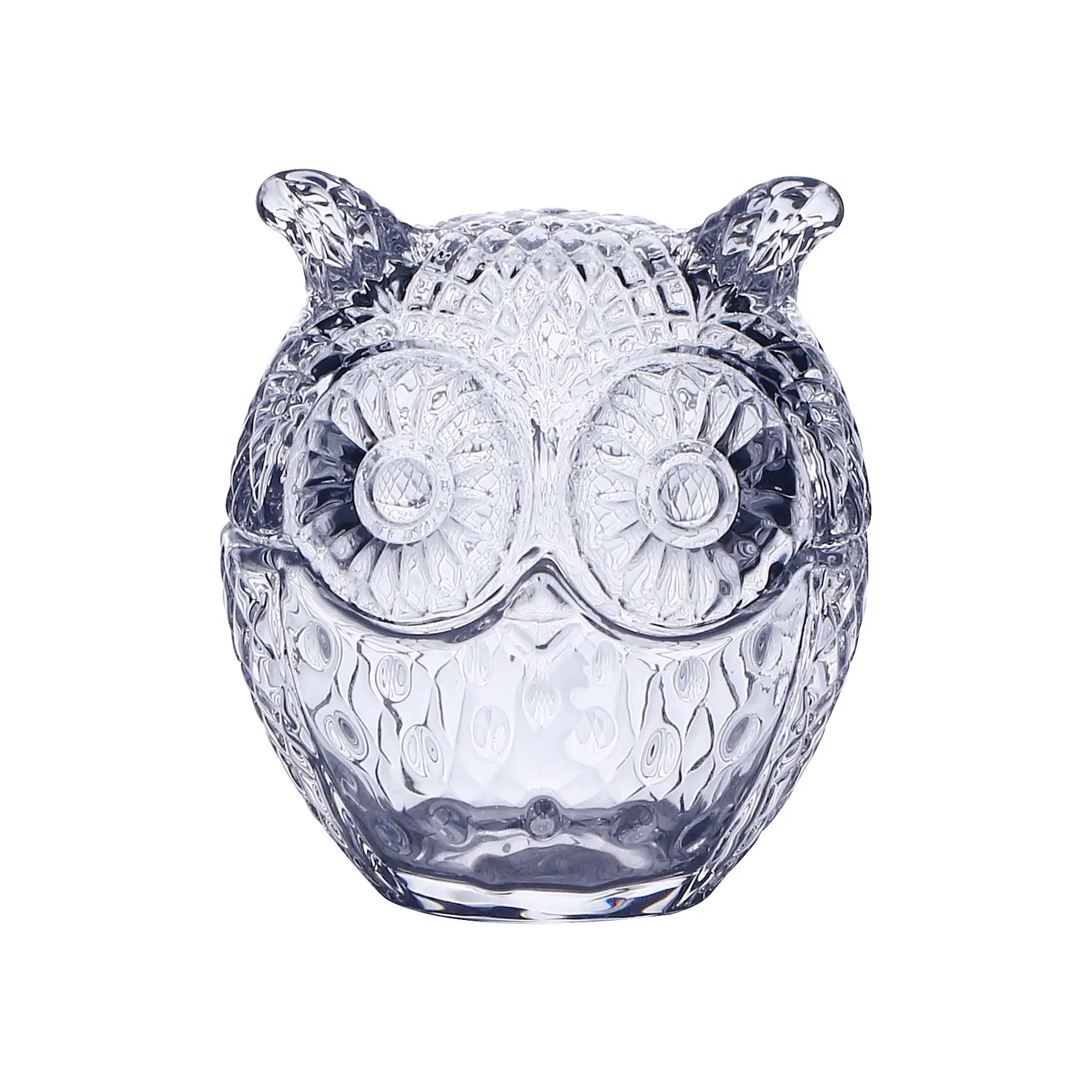 Thủy Tinh Trong Suốt Nến Chủ Jar Owl Shaped Trang Trí Thanh Lịch Jar Cắt Thủy Tinh Nến Jar