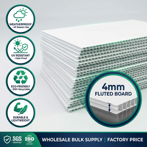 Durable Corrugated <b>Plastic</b> Sheet for Outdoor Advertising Signs Weatherproof 4mm White <b>Fluted</b> Board Wholesale Bulk Supply - Product Image 1
