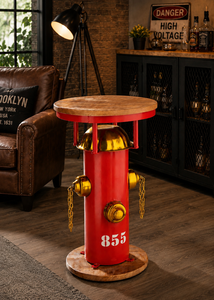 Industrial Recycled Metal Tall <b>Bar</b> <b>Table</b> with <b>Round</b> Wood Top for Restaurant Cafe Eatery Pub Kitchen and Commercial Dining Spaces - Product Image 4