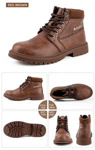 Léger <span class=keywords><strong>En</strong></span> Cuir véritable hommes bottes de travail Chaussures de Sécurité De La construction - Product Image 6