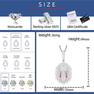 Gioielli Hip Hop di Alta Qualità, Ciondolo Medaglia Gesù Piangente Placcato Oro in Argento Sterling 925 con Moissanite Taglio Brillante VVS - Product Image 6