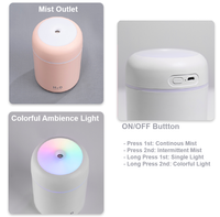 Humidificateur d'air portable USB intelligent à ultrasons 300 ml avec lumière LED colorée pour voiture et maison - Vente chaude