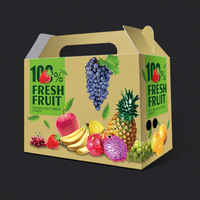 Ecologisch verantwoorde gerecycleerde golfkartonnen stevige vierkante fruitdoos met reliëfdruk aangepaste logo bedrukking groothandel leverancier