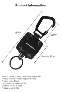 Roust Creatieve Intrekbare Puller Eenvoudig Gebruik Outdoor Accessoire Voor Bergbeklimmen Werk Certificaat Badge Houder Anti-Verlies Sleutel - Product Image 3