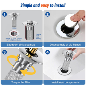 Pop up Bathroom <b>Sink</b> <b>Drainer</b> Stopper Drain Strainer with Hair Catcher - Product Image 4