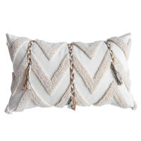 Housse de coussin portable Innermor 100 % polyester, luxueuse, moderne, chauffante, à rayures florales, broderie touffetée, style bohème marocain