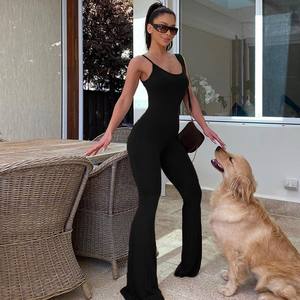 Mono Deportivo de Yoga sin Espalda de Color Sólido para Mujer, Ropa Deportiva con Tirantes Finos - Product Image 3