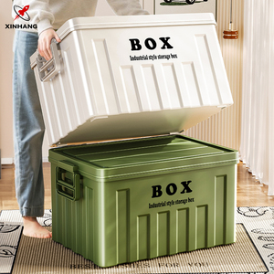 Xinhang chắc chắn nhựa cứng rắn hộp lưu trữ lớn hộp nhựa cứng rắn có Nắp giỏ lưu trữ sọc dung tích lớn có tay cầm - Product Image 4