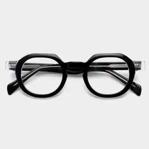 复古圆形醋酸纤维光学框架眼镜复古醋酸纤维板不规则Ins风格男女通用眼镜2024