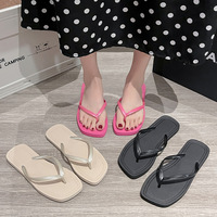 Tongs ouvertes carrées personnalisées pour femmes, légères et tendance, avec fonction antidérapante, style plage décontracté pour l'été et le printemps