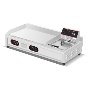 220V Électrique Combinaison Cuisinière En Acier Inoxydable Plat Teppenyaki <span class=keywords><strong>Plancha</strong></span> & Plaque Friteuse Panier pour Hôtels Et Restaurants - Product Image 1