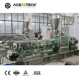 Energy Saving Waste Plastic PC+ABS Filled With CaCO3 Double Screw Extruder Recycling Granulator Machine ATE75