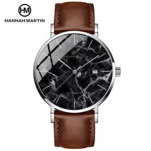 Hannah Martin 2024 nuovo Design di lusso con calendario automatico zaffiro orologio meccanico con Logo personalizzato ODM orologi con cinturino in pelle per uomo