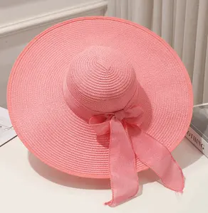 बोहेनिया शैली टोपी महिलाओं दुराचार भूसे प्रकार का टोप bowknot गर्मियों में समुद्र तट सूरज टोपी