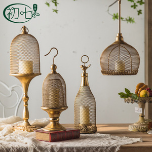 Portavelas de Metal Estilo Marroquí, Faroles de Jaula para Pájaros, Decoración del Hogar, Estilo Rústico Americano, Portavelas de Hierro Duradero - Product Image 1
