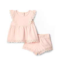 Ensemble de jeu pour bébés et petites filles Custom Essentials X Sofia Grainge, haut en coton à œillets et short, multipacks