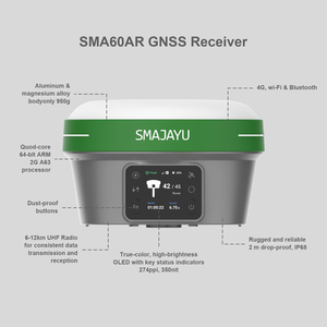 SMA60AR <span class=keywords><strong>GNSS</strong></span> RTK Sistemi AR Stakeout Çift Kameralı IMU 60 °   İnşaat Ölçüm Ekipmanları için IP68 6-12km UHF Eğim Ölçüm Cihazı - Product Image 3