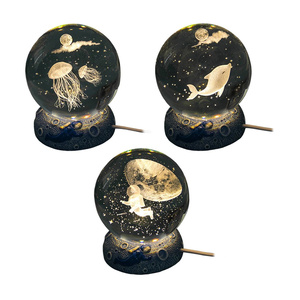 <span class=keywords><strong>Projecteur</strong></span> planétaire rougeoyant méduse dauphin étoile de mer baleine boule de cristal veilleuse alimentation USB lumière de chevet chaude - Product Image 1