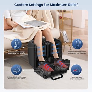 Masseur de pieds et mollets 2-en-1 Shiatsu à compression d'air, chaleur et vibrations pour la relaxation à domicile – Machine de <span class=keywords><strong>massage</strong></span> personnalisée OEM/ODM pour le marché du bien-être - Product Image 4