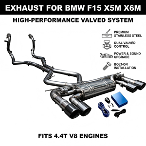 Système d'échappement Vortex SS304 pour BMW X5M F85 X6M F86 4.4T V8, silencieux Valvetronic avec downpipe haute performance, combo performance - Product Image 1