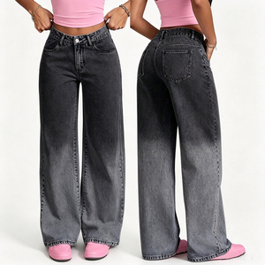 Jeans en denim pour <span class=keywords><strong>femme</strong></span>, style tendance, <span class=keywords><strong>taille</strong></span> haute, <span class=keywords><strong>grande</strong></span> <span class=keywords><strong>taille</strong></span>, coupe droite, ample, décontracté, jambe large, long - Product Image 4