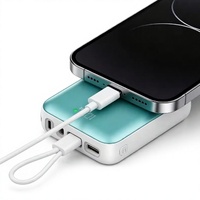 Mini chargeur portable compact à charge rapide 10000mAh grande capacité avec câble intégré et écran LED numérique