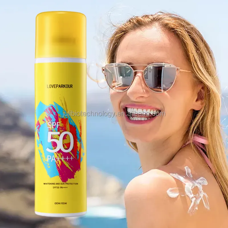 제조 업체 도매 사용자 정의 브랜드 방수 오일 무료 SPF50 SPF30 미니 Unscented 모이스처 라이저 비건 클리어 바디 썬 스크린 스프레이