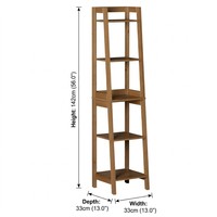 Estantería de Bambú Natural de 5 Niveles, Estante de Almacenamiento Cónico, Librería Esquinera Estrecha para Decoración del Hogar u Oficina