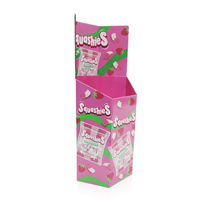 Diseño corrugado resistente respetuoso con el medio ambiente de color rosa personalizado que presenta perfectamente golosinas de cartón Snack Candy <span class=keywords><strong>Display</strong></span> Dump Bin - Product Image 4