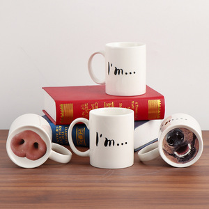 Sáng tạo màu hồng Pig <span class=keywords><strong>Dog</strong></span> mũi gốm cup thời trang hài hước cà phê Tea Cup 330ml món quà độc đáo <span class=keywords><strong>Mug</strong></span> gốm cho Giáng sinh & sinh nhật - Product Image 5