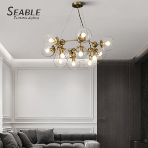 Personalità creativa vento industriale camera da letto di lusso bolla di vetro lampadario luce - Product Image 3