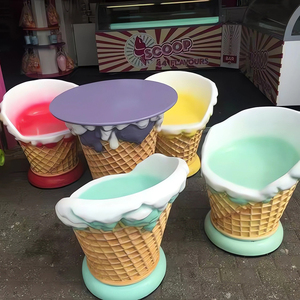 <span class=keywords><strong>Mobili</strong></span> per gelateria in fibra <span class=keywords><strong>di</strong></span> vetro per esterni/tavolo e sedie per gelato/scultura per sedie con coni gelato - Product Image 3