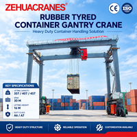 Grue à portique mobile Zehua RTG à roues en caoutchouc, portée 6000 mm, capacité 10 tonnes et 5 tonnes