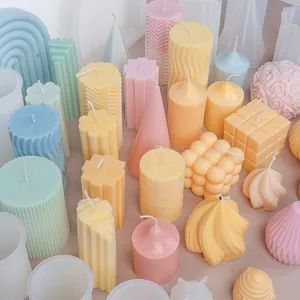 Molde de silicone para velas de cilindro 3D DIY feito à mão por atacado para fazer velas
