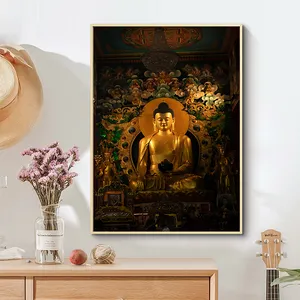 Pintura en lienzo para decoración del hogar, arte religioso de Buda dorado, impresión Digital, cuadernos modernos, 6 colores
