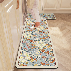 Alfombra de Cocina con Diseño Floral, de Tierra de Diatomeas, Antideslizante, Rectangular, Lavable, Absorbente y Resistente al Aceite - Product Image 1