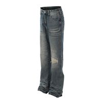 Jeans larges déchirés et délavés pour hommes, 91 % coton, style vintage, personnalisables en gros, avec support pour marque privée et logo sur mesure