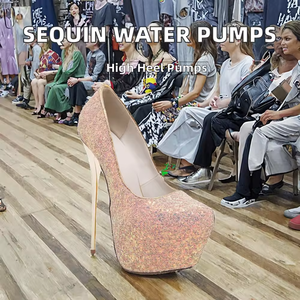 Nouvelles sandales à talons aiguilles pour femmes 2026, à paillettes, couleurs mélangées, antidérapantes, tendance mode - Product Image 2